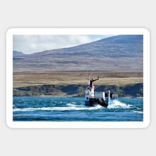 The Jura ferry fighting the tidal current, Islay, Scotland Sticker